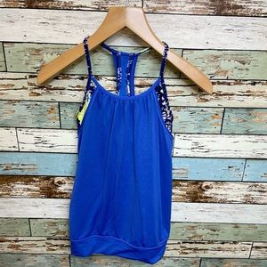 Ivivva Lululemon Girl’s Layered Double Dutch Blue Racerback Tank Top Size 12